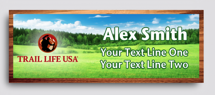 Trail Life Green Pastures Cherry Wood Name Tag