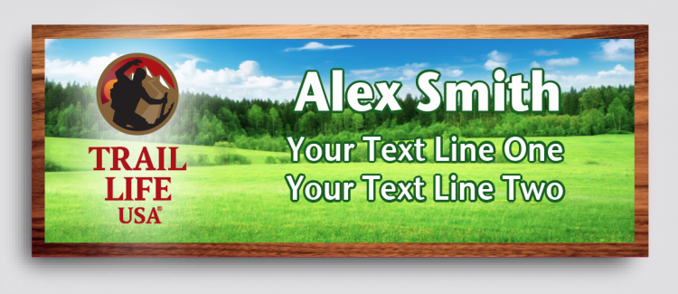 Trail Life Green Pasture Cherry Wood Name Tag