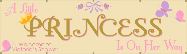 Baby Shower Vinyl Banner with Princess Themed Design