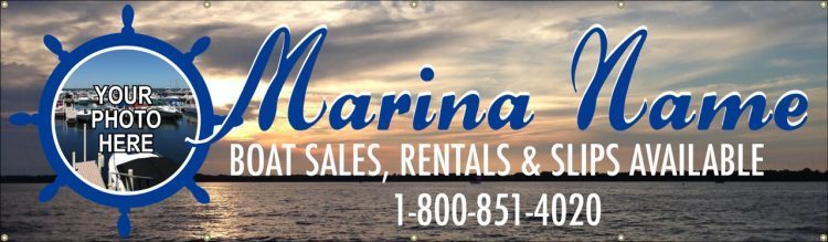 Marina Vinyl Banner with Nautical Theme